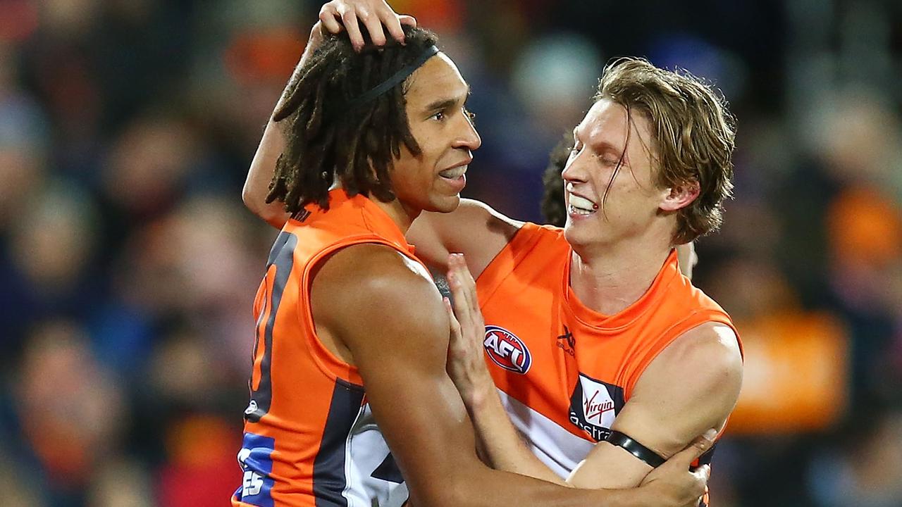 Aiden Bonar kicked two goals in his AFL debut. Picture: Getty Images 