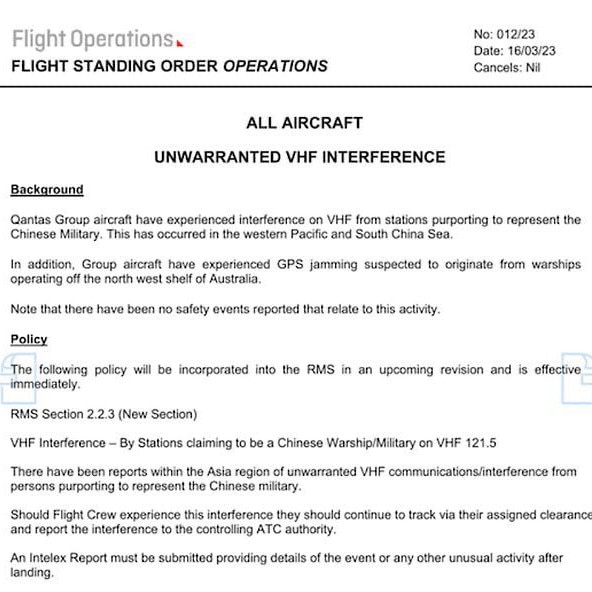 Pilots were issued this notice on Thursday. Picture: Twitter