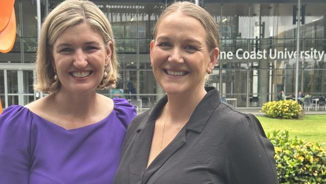 Shannon Fentiman and Abby Meyer at the Sunshine Coast University Hospital. Picture – Madeline Grace.