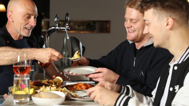 Ari Vlassopoulos serving diners at Bar Saracen Picture: Alex Coppel.