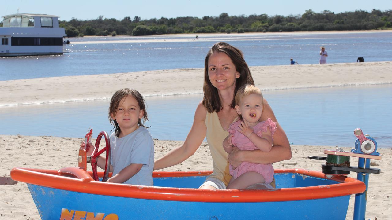 Harriet Langford with Evan 4 and Lucy 1, from pacific Pines . Picture Glenn Hampson