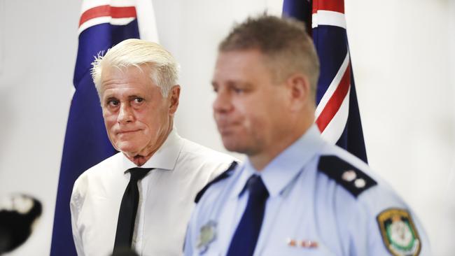 Tweed MP Geoff Provest and Superindendent Dave Roptell urge the Tweed community respect social distancing and essential travel regulations. Photo: Scott Powick