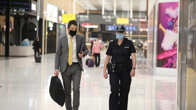 South Australian Senator Alex Antic returned to Adelaide in December. He was escorted out of the airport and into quarantine. Picture Dean Martin