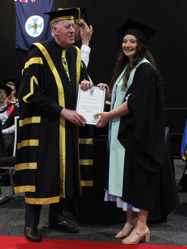 Louise Leather graduated with a Bachelor of Environmental Science (Integrated Land and Water Management) at the CQUniversity graduation ceremony in Bundaberg on December 14, 2023.