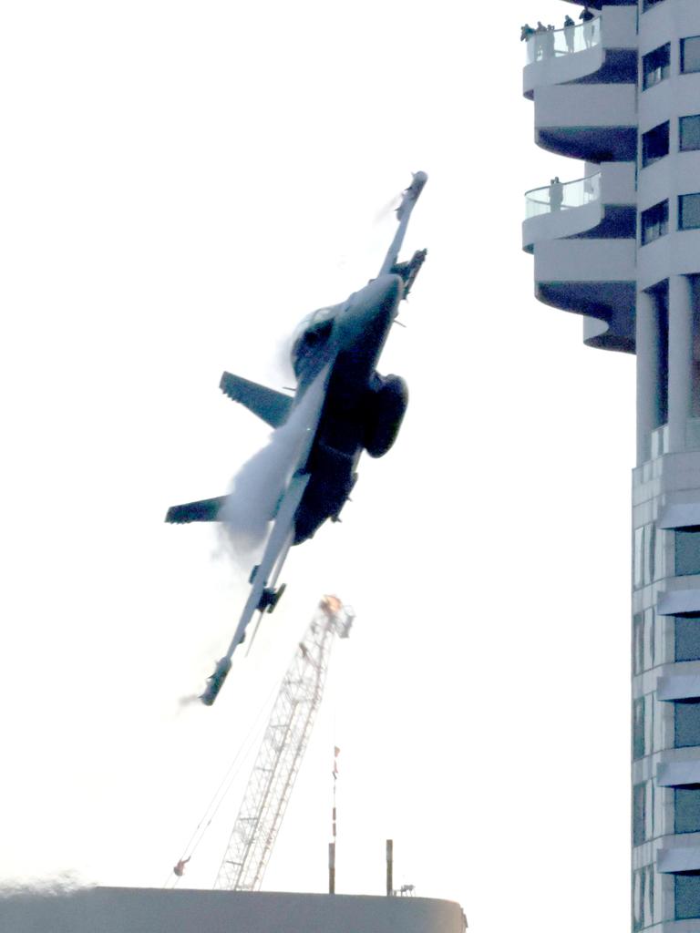 Growler F18, doing the flyover, at RiverFire from Howard Smith wharves, City, on Saturday 2nd September 2023 - Photo Steve Pohlner