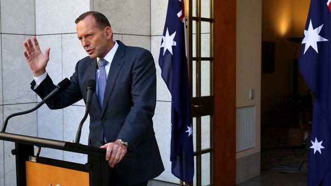 One-term wonder ... PM Tony Abbott asked by Karl Stefanovic whether he’s worried about being in government for only one term. Picture: Ray Strange/News Corp.