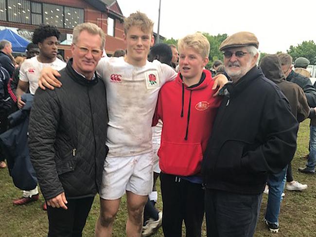 Michael Lynagh, left, with his sons Louis, second from left, and Tom Lynagh in 2017