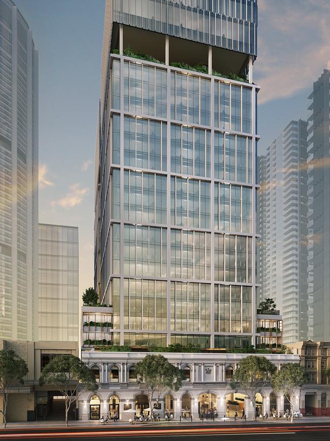 Artist's impression of Ashe Morgan and DMANN Corporation's planned Midtown Centre tower in Brisbane.