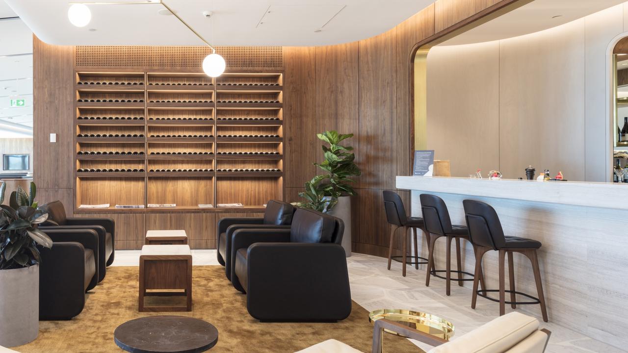 Brisbane Qantas Chairman’s Lounge features a sleek, modern design. Picture: Supplied