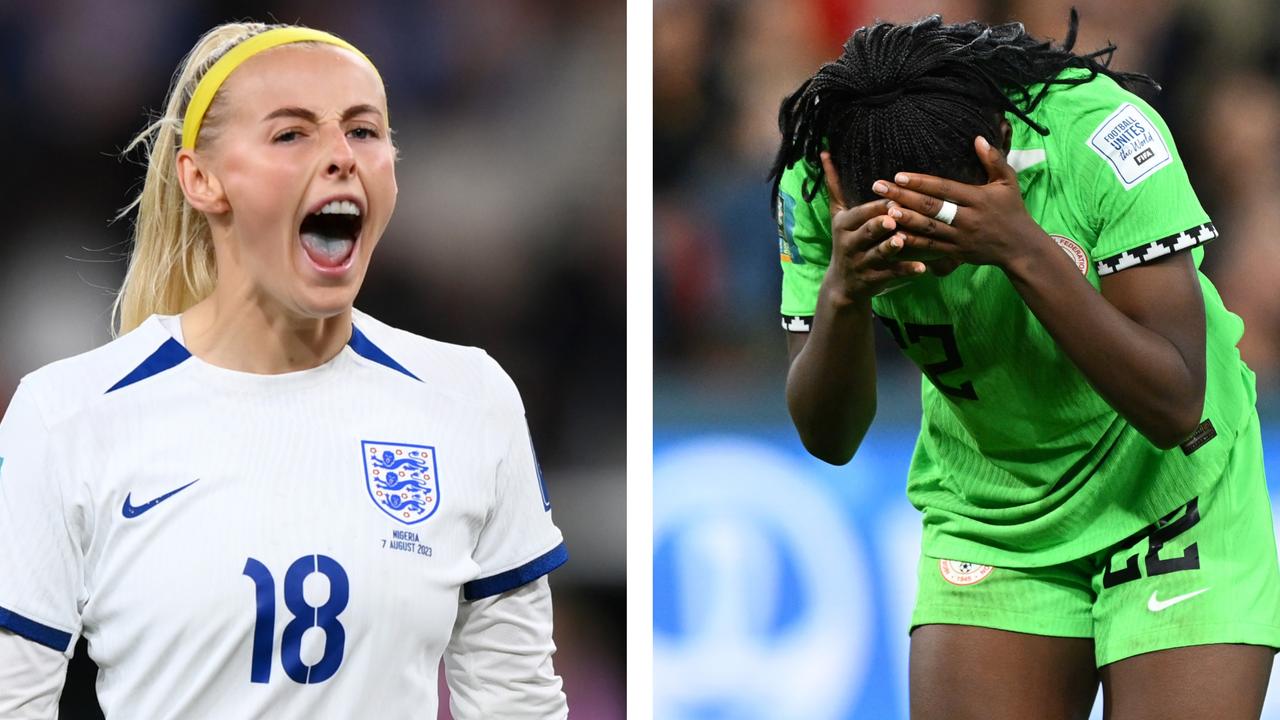 Ecstasy for England and agony for Nigeria after the Lionesses won a penalty shootout. Picture: Getty