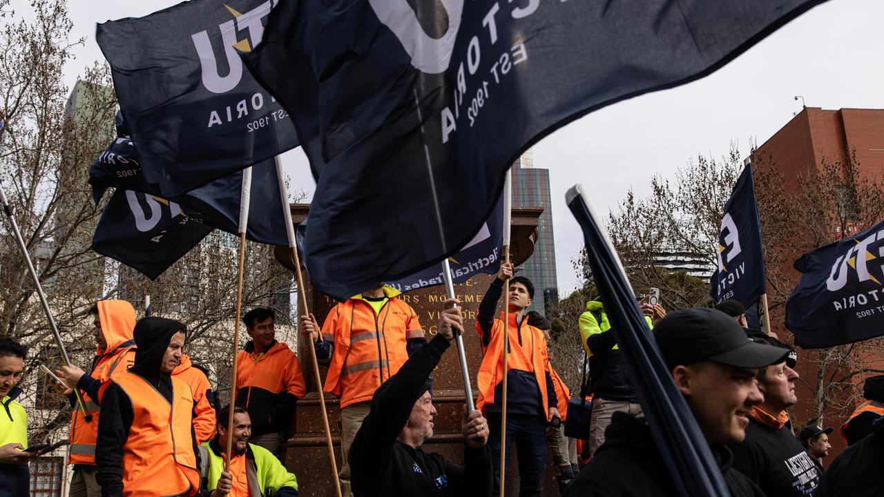 Rallies supporting the embattled CFMEU are under way. Picture: NewsWire / Diego Fedele