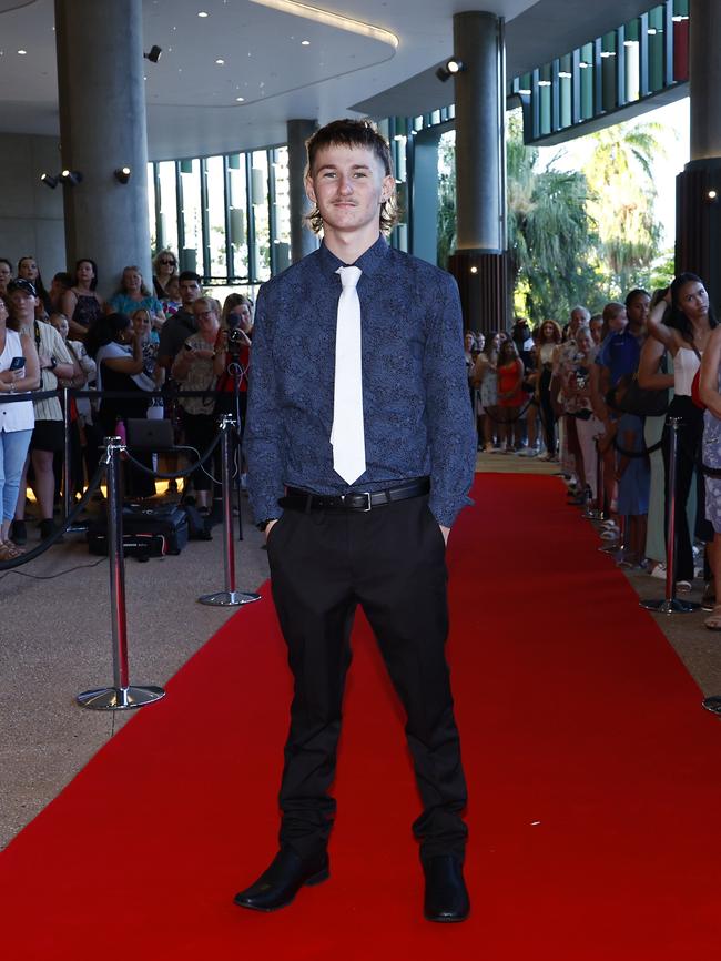 Ethan Milligan arrives at the Trinity Bay High School formal evening, held at the Cairns Convention Centre. Picture: Brendan Radke