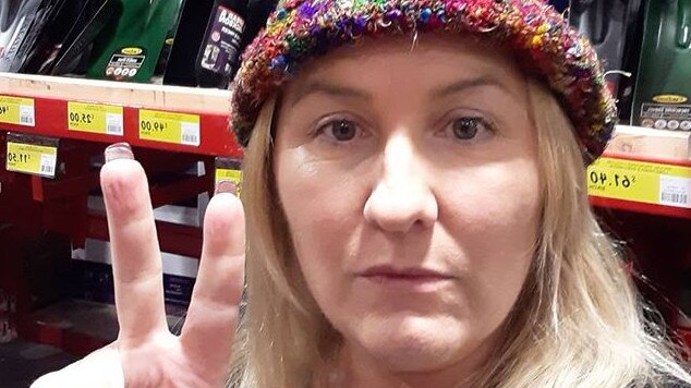 Bare faced: Lizzy Rose, psychic, exorcist and ‘Karen from Bunnings’ flaunts her human rights in the shovel aisle. Picture: Instagram