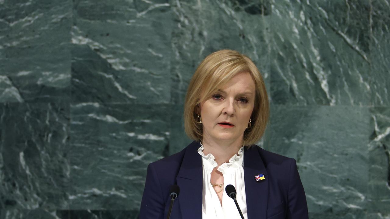 NEW YORK, NEW YORK - SEPTEMBER 21: British Prime Minister Liz Truss speaks during the 77th session of the United Nations General Assembly (UNGA) at U.N. headquarters on September 21, 2022 in New York City. This marks Truss first appearance at the U.N. since becoming Prime Minister. After two years of holding the session virtually or in a hybrid format, 157 heads of state and representatives of government are expected to attend the General Assembly in person and give remarks. Anna Moneymaker/Getty Images/AFP