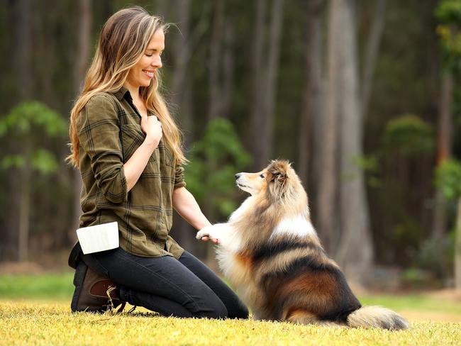 Dog behaviourist Jen Tate training her pooch.