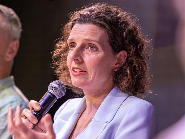 The Daily Telegraph Tuesday 22 April 2025Bradfield Electorate DebateAllegra Spender speaks at the Bradfield electorate political debate at Q-Topia.Picture Thomas Lisson