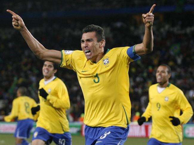 Brazil's Lucio. (AP Photo/Paul Thomas)