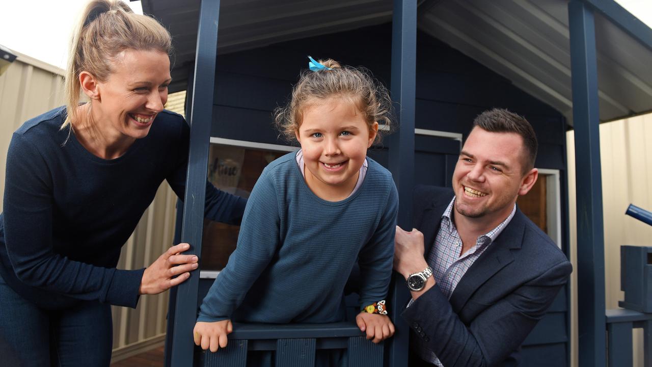 Parents Carmen and Chris with Harper, 4, who has been diagnosed with Bardet-Biedl Syndrome. Picture: Tom Huntley