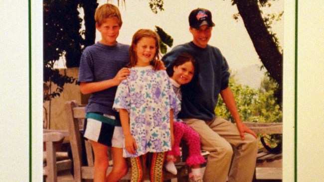 Princess Diana's Christmas cards feature a picture of her two sons Prince William and Prince Harry with their cousins Princess Beatrice and Princess Eugenie. Picture: Supplied