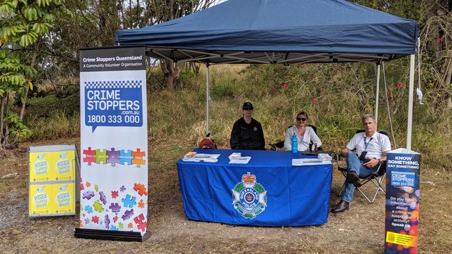 A stand set up by police investigating the shootings of Shane Ross and Cameron Martin at Tallebudgera Creek Road. Picture: Luke Mortimer.