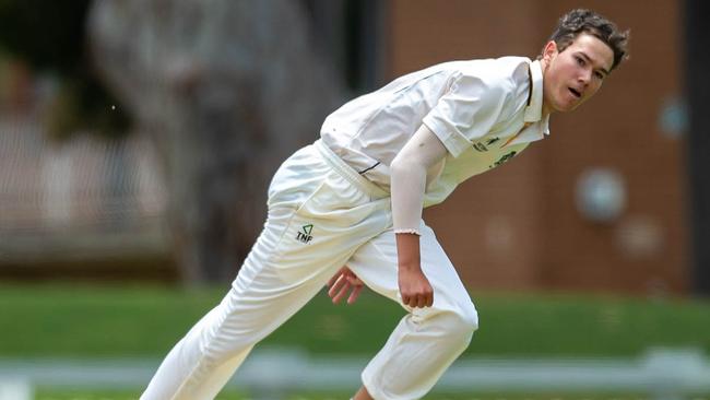 Bailey Moon bowling for Richmond. Pic: Arj Giese, Cricket Victoria.