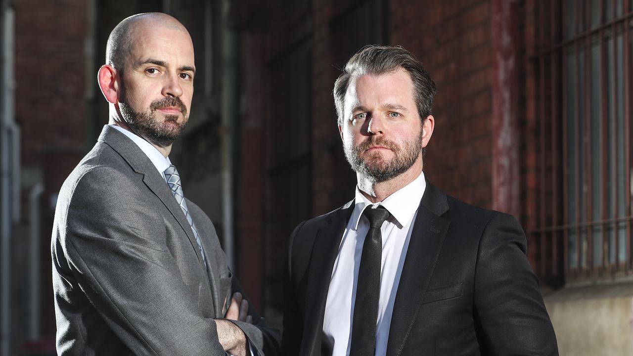 SA Police Detective Brevet Sergeant Stephen Hegarty, left, with Sergeant Coats, played a pivotal role by identifying victims of “Waka”. Picture Sarah Reed.