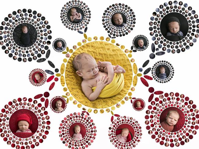 Tiffany Selzer took more than 50 hours to edit this piece, which contains 700 images of baby Declan, representing his Aboriginal heritage.