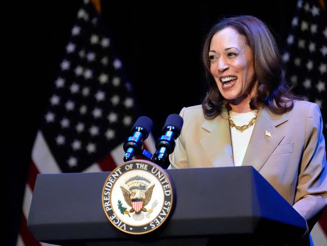 Kamala Harris speaks during a campaign fundraising event at the Colonial Theater in Pittsfield, Massachusetts. Picture: AFP