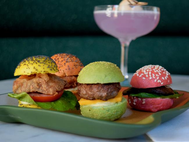 Mini sliders and a Vivid cocktail special. Picture: Jenifer Jagielski