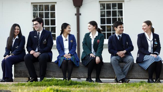 Year 12 students Hayat Nahas, Oscar Iredale, Ai Gen, Yanna Gralton, Aydin Kilciler and Isabella Grigson will complete their HSC exams over the next three weeks. Picture: Sam Ruttyn