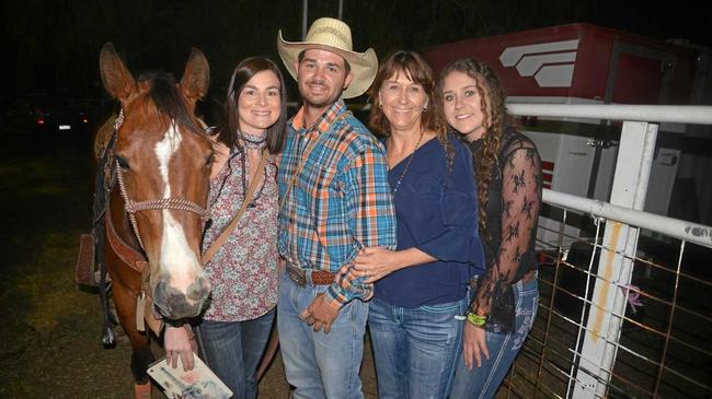 FAMILY SUCCESS: Brock Eastwell (second from left) with his girlfriend Kirstie Cruice, mother Julie Small and sister Tahnee Small at last year's Warwick Rodeo. Picture: Gerard Walsh