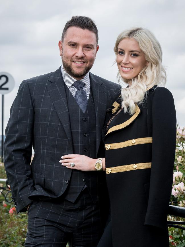 James Kennedy and Jaimee Belle at Flemington. Picture: Jake Nowakowski