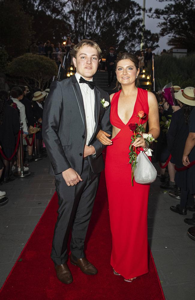 Molly Geddes and partner Charlie Houguet arrive at The Glennie School formal at Picnic Point, Thursday, September 12, 2024. Picture: Kevin Farmer