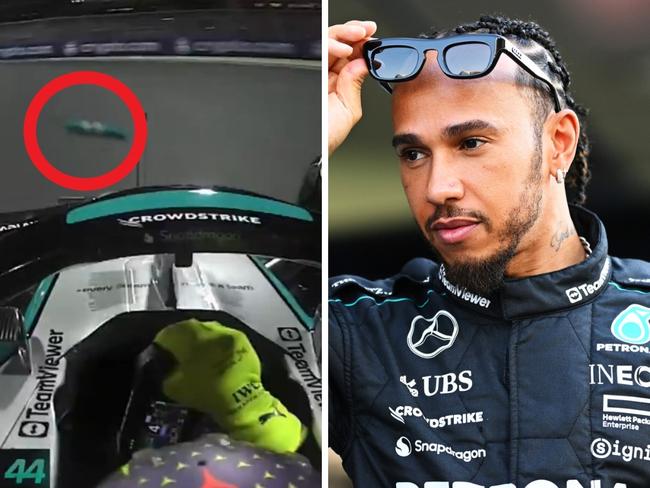 Lewis Hamilton has no luck. Photo: Getty and Twitter @fiagirly.