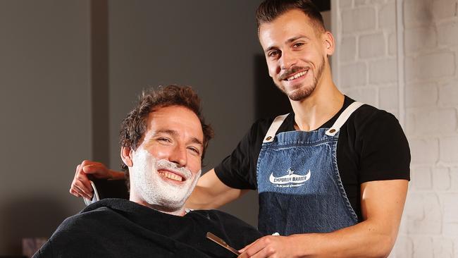 Paul Farley and Florian Lagrange from The Emporium Barber at Bondi Beach, which is a finalist in the Brightest and Best Business Awards.