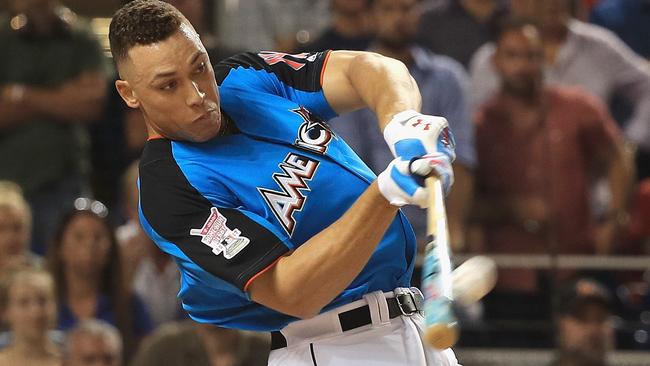 Aaron Judge #99 of the New York Yankees competes in the T-Mobile Home Run Derby.