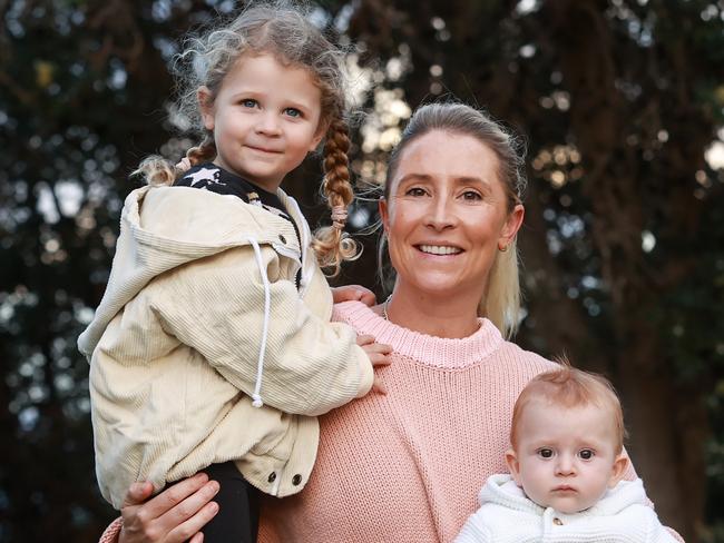 21, April, 2023.Sarah Stovin-Bradford with her children Stella, 2,  and Harlow, 6months, in South Coogee, today.Picture: Justin Lloyd.