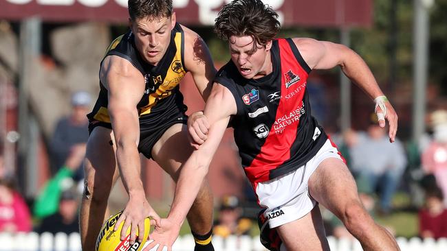 Isaac Johnson in action for West Adelaide against Glenelg. Picture: Sarah Reed