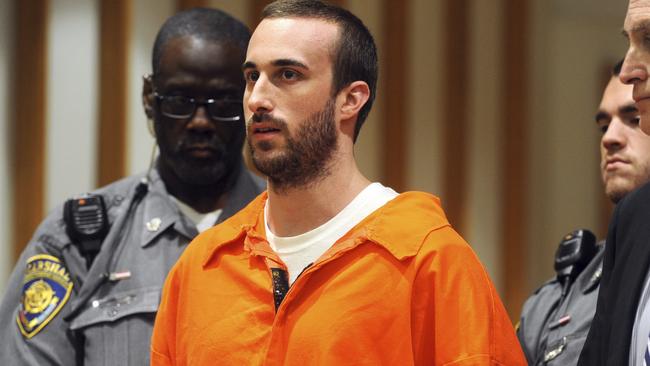 Kyle Navin speaks briefly during his sentencing hearing. Picture: Ned Gerard/Hearst Connecticut Media via AP)