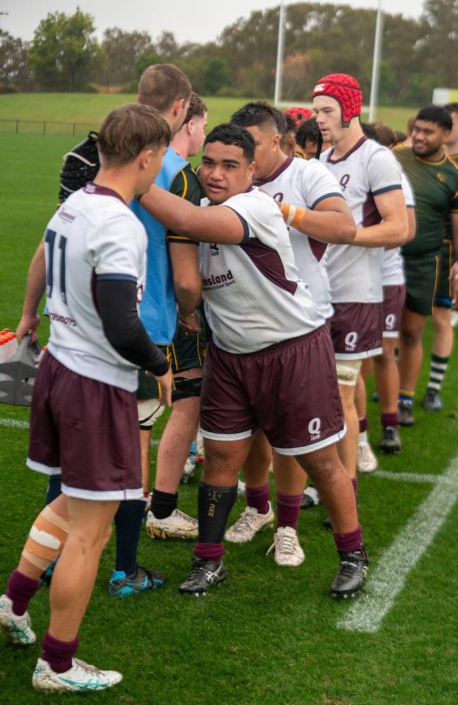 Australian Schools Rugby Championships action from a gripping opener between Queensland II and Combined States. Picture: Rachel Wright.