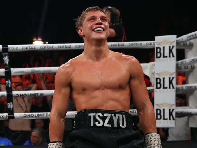 Nikita Tszyu celebrates. Pic: No Limit Boxing