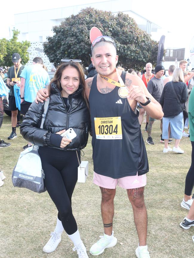 Gold Coast Marathon 2023 Daniela Mora and Christian Villalba. 1 July 2023 Southport Picture by Richard Gosling