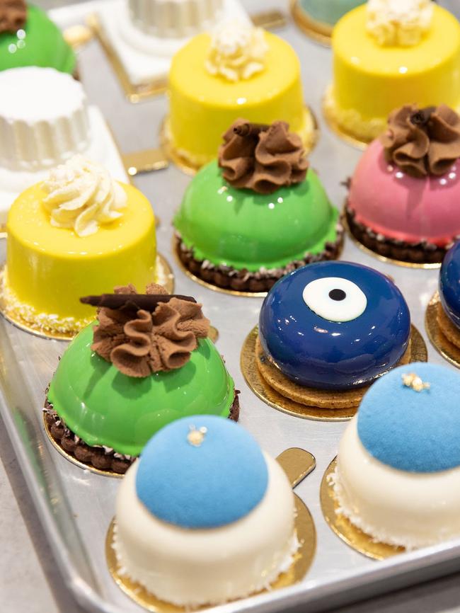 Zacary Patisserie house specialties include the evil eye, column and Santorini cakes. Picture: Renew Adelaide