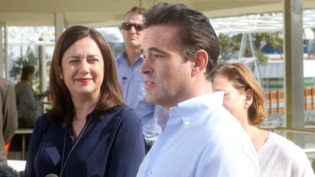 Clark Kirby with Premier Annastacia Palaszczuk at the announcement of new rides at Sea World last month. Photo by Richard Gosling