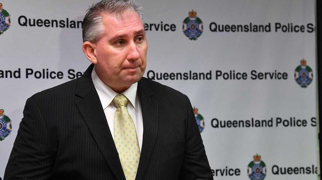 Detective Acting Inspector Mick Searle at a press conference. Picture: Tony Martin