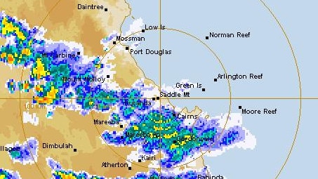 Heavy rain had reached the Cairns coast by 4.05pm Friday.