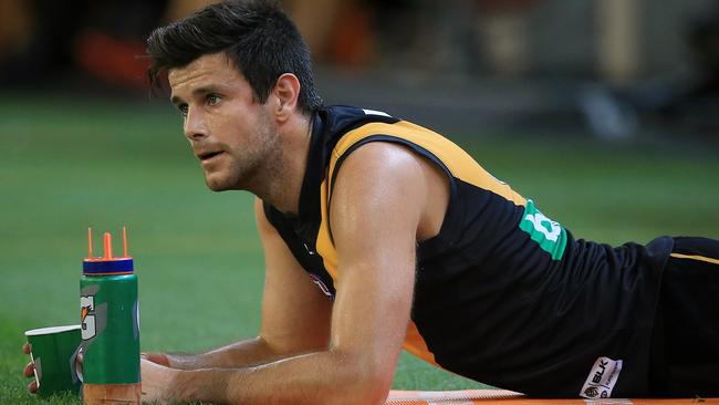Richmond captain Trent Cotchin says he is ready to play after suffering a fractured cheekbone. Picture: Wayne Ludbey