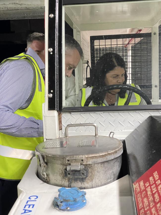 Grace Grace went for a ride in one of the mineshaft vehicles, doing some hands on fact finding in the simulated mine site. Photo: Fergus Gregg