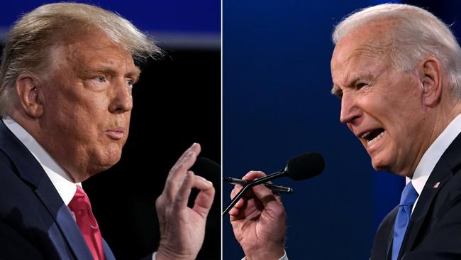 Donald Trump, left, has been warring so fiercely with his own party that some Republicans believe he wants them to lose to back up his allegations of electoral fraud by Joe Biden. Picture: AFP