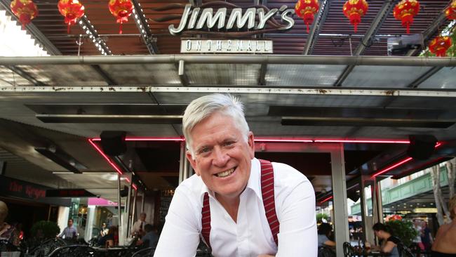 Godfrey Mantle of the Mantle Group in front of Jimmy's in the Mall in 2014